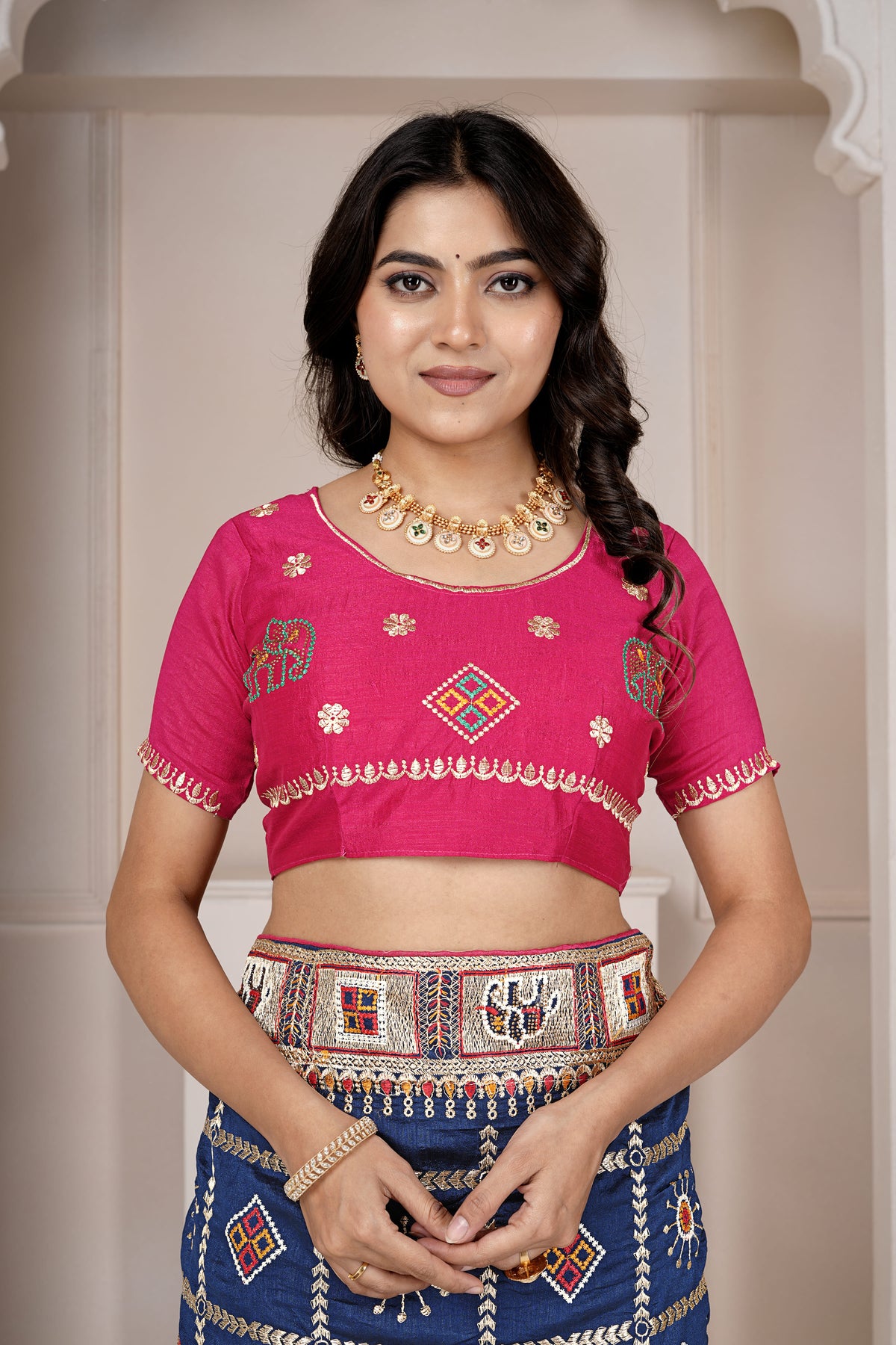 Navy Blue Traditional Embroidered Designer Saree