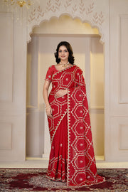Elegant Embroidered Silk Blend Saree – Designer Ethnic Collection