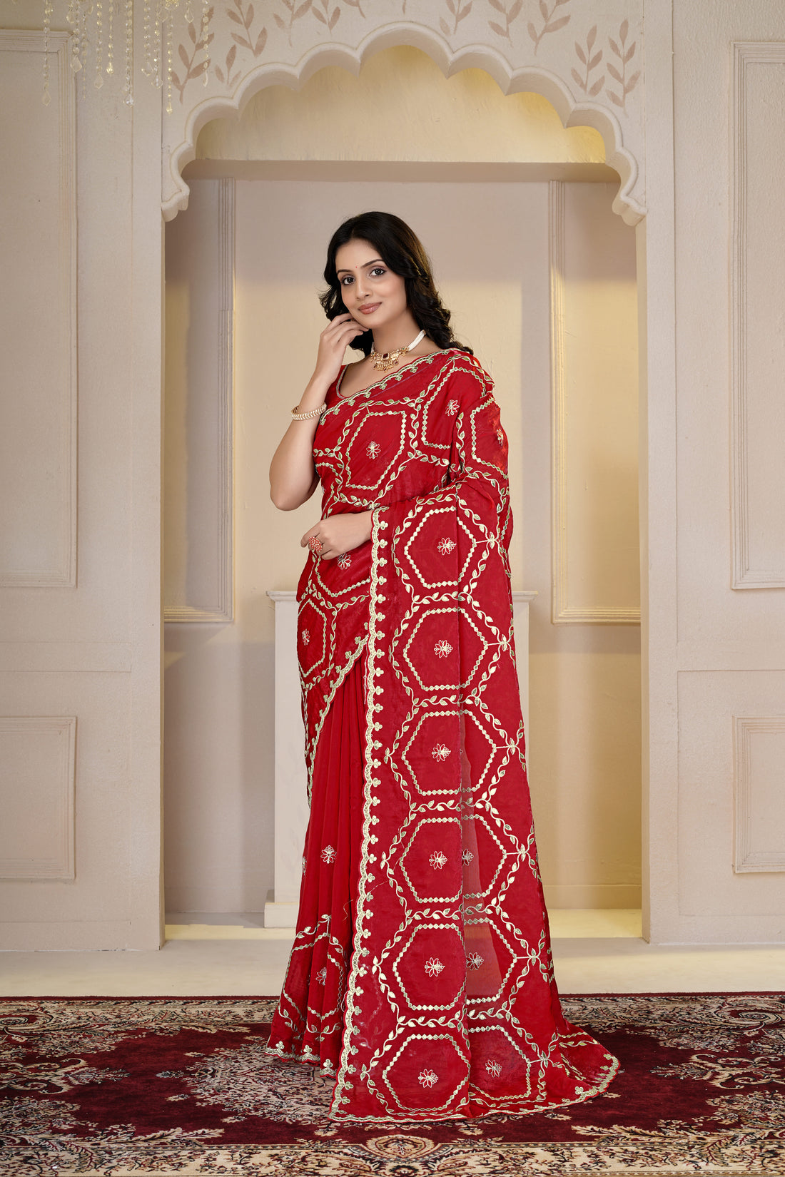 Elegant Embroidered Silk Blend Saree – Designer Ethnic Collection