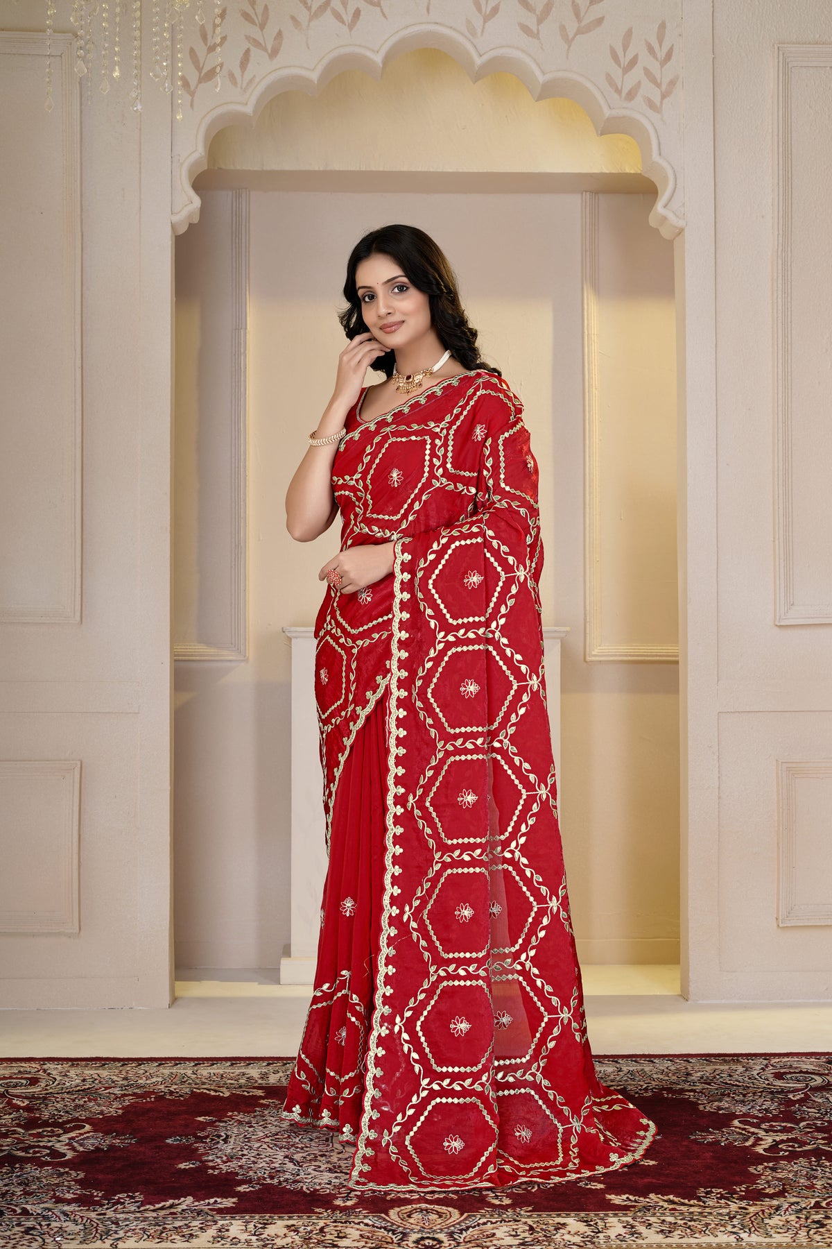 Elegant Embroidered Silk Blend Saree – Designer Ethnic Collection