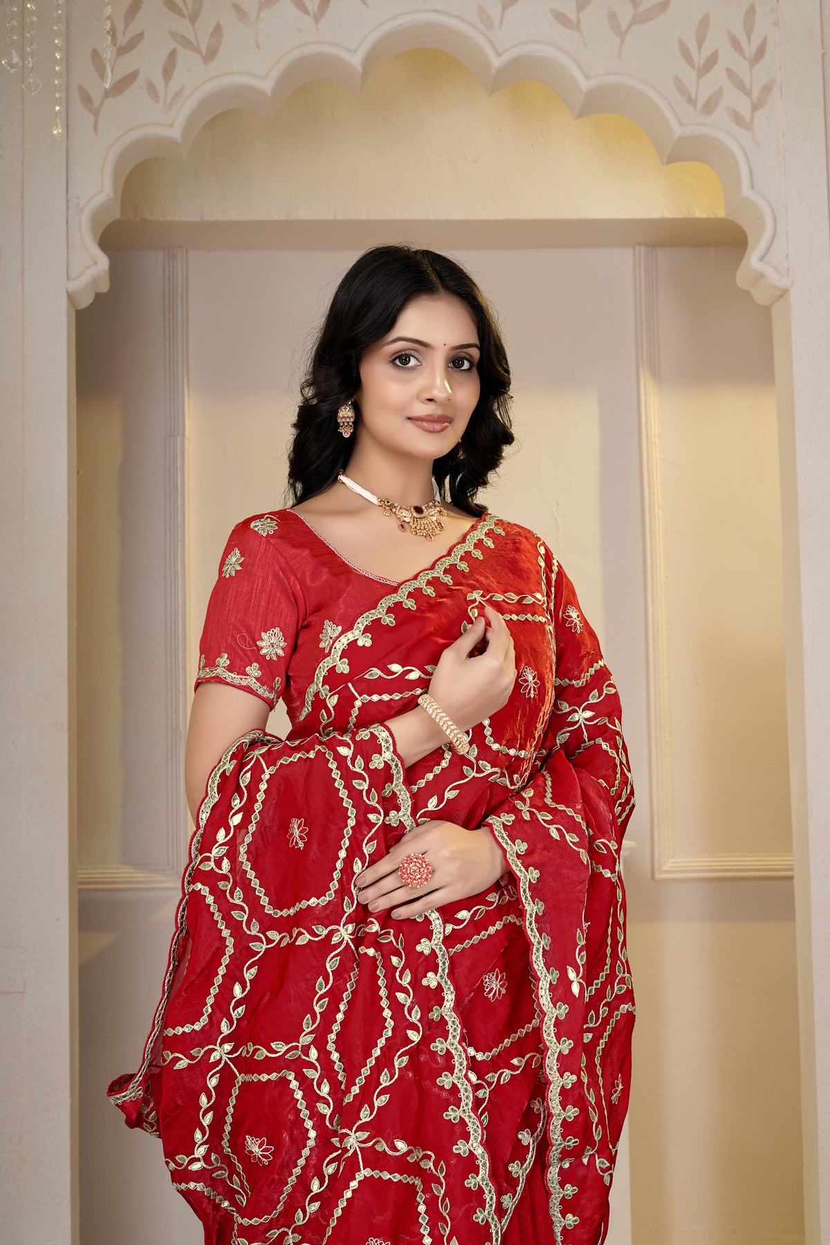 Elegant Embroidered Silk Blend Saree – Designer Ethnic Collection