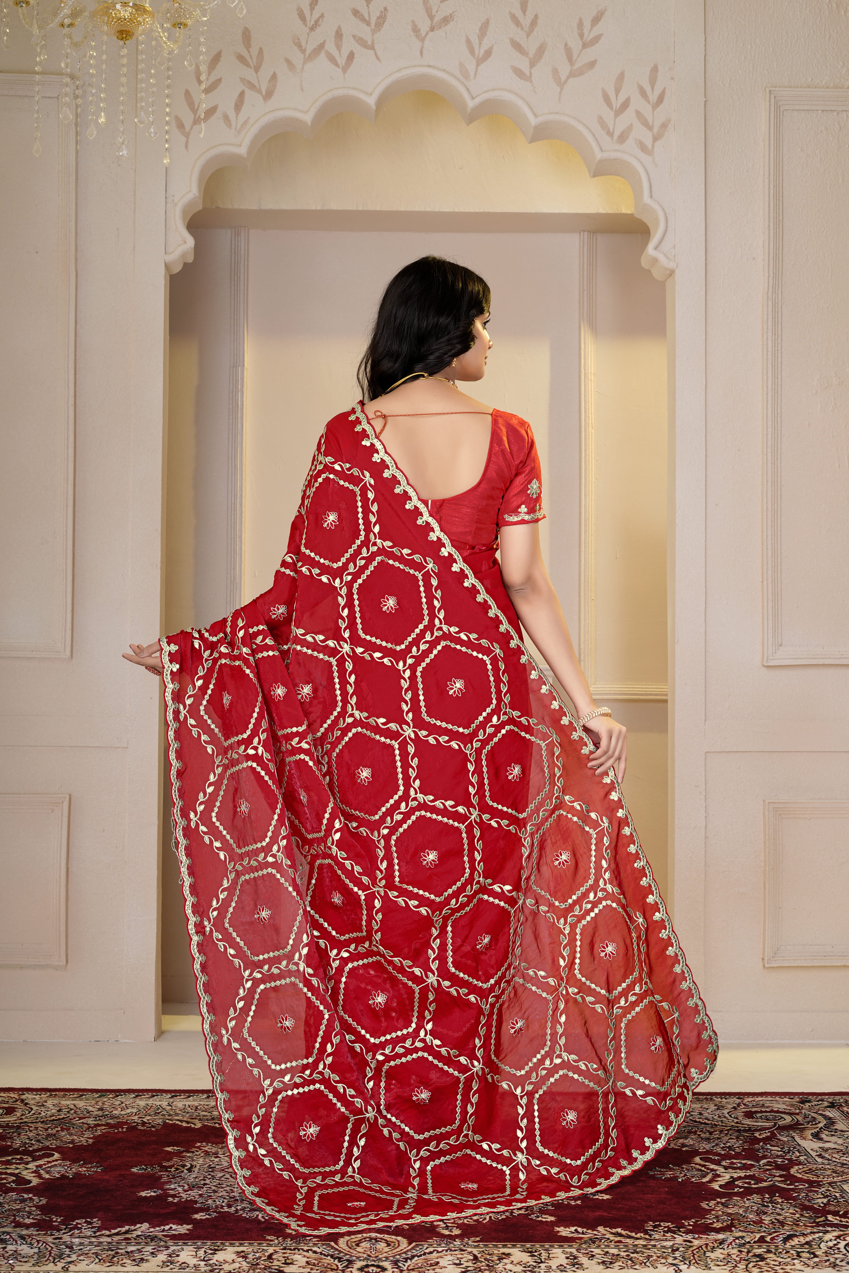 Elegant Embroidered Silk Blend Saree – Designer Ethnic Collection
