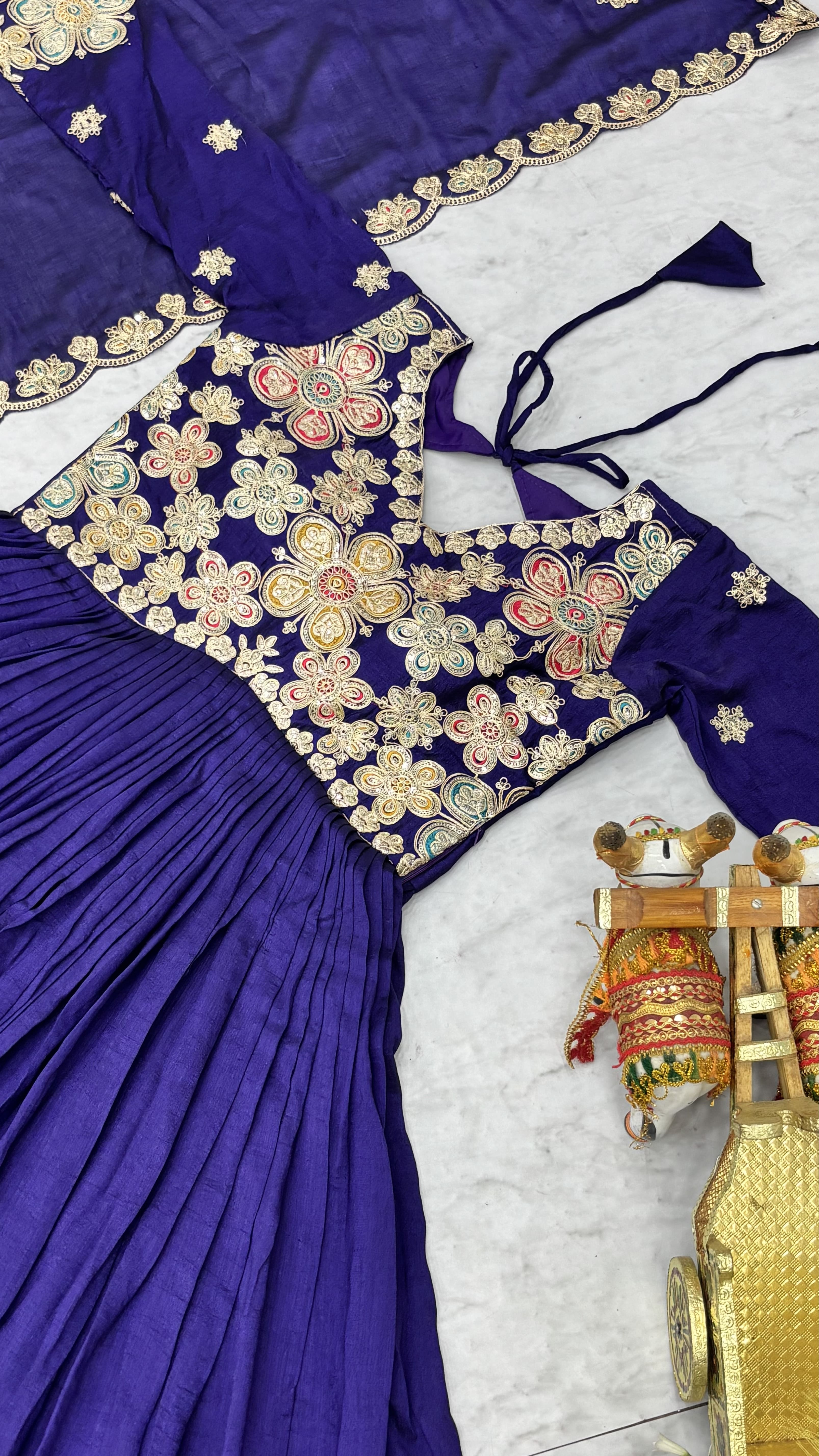 Royal Purple Heavy Cording Sequence Embroidered Long Gown with Matching Dupatta – Premium Festive Wear