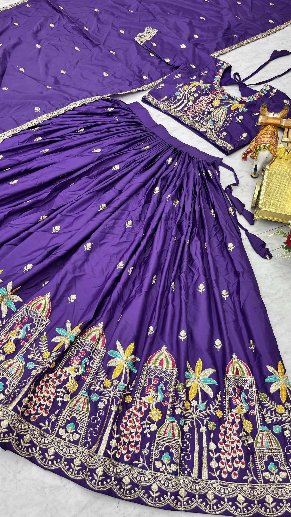 Royal Purple Embroidered Lehenga Choli with Dupatta