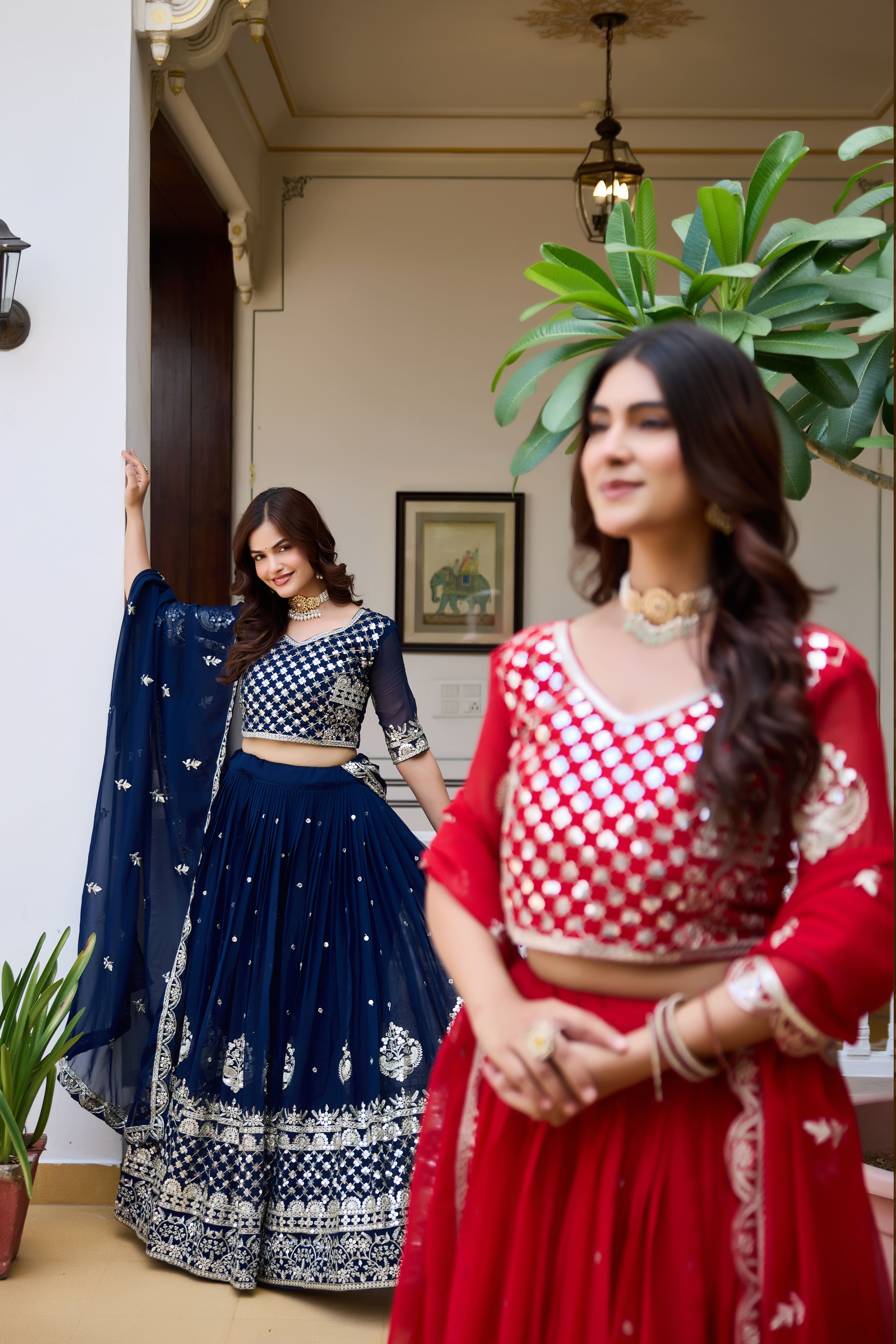 Royal Red Wedding Lehenga Choli with Heavy Sequin Embroidery, Designer Border & Elegant Matching Dupatta